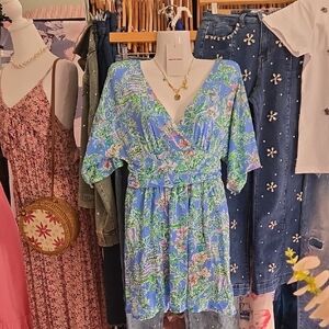 Lilly Pulitzer Boca Blue Beneath The Bougainvillas Romper NWOT Small